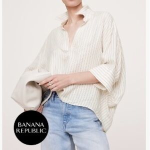 NWT Banana Republic Oversized twill blouse & Ivory Amazon sweater cardigan